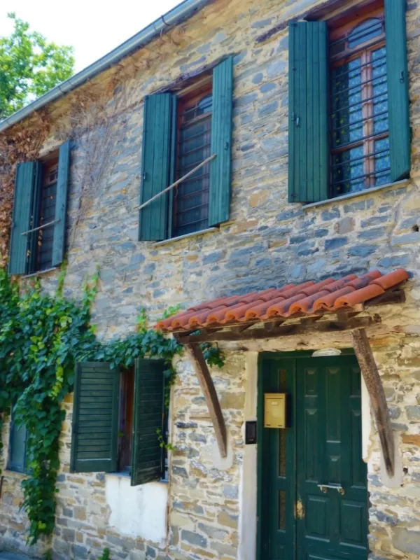 Traditional Macedonian stone architecture in Nikiti Old Town, Sithonia