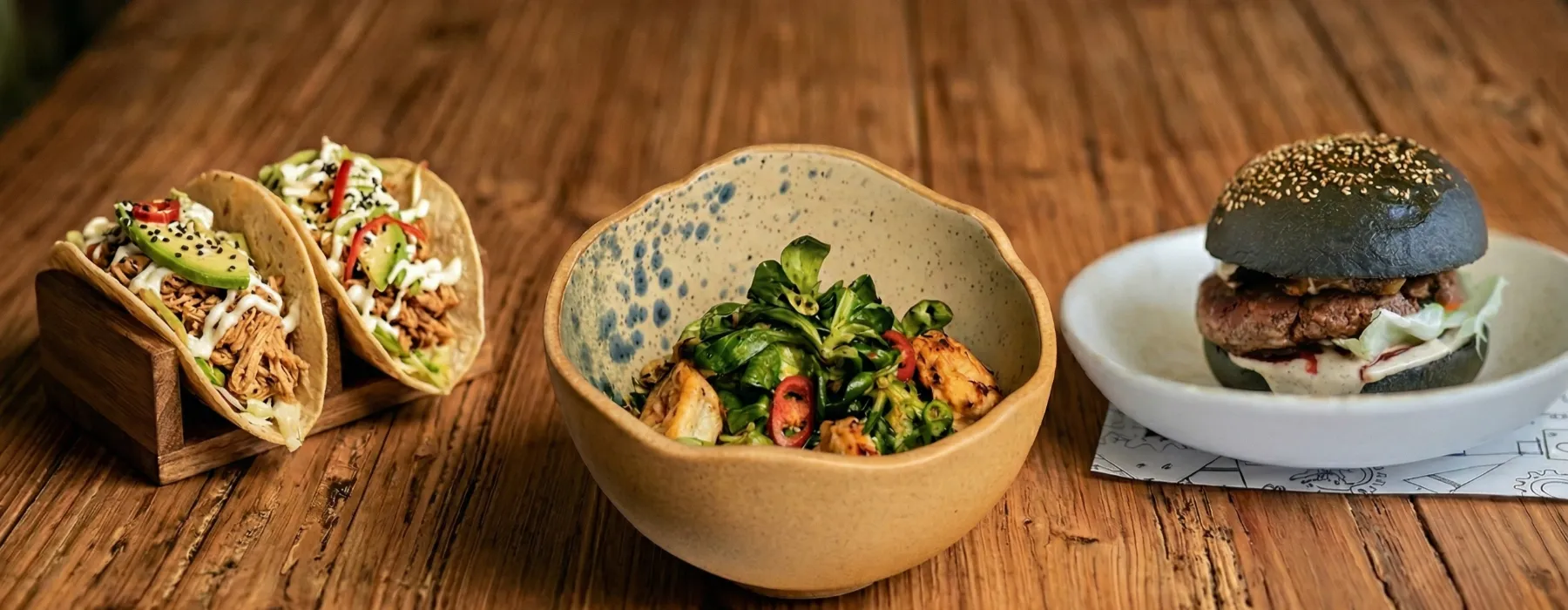 Lunch and dinner food at The Pattern Bistro, Nikiti old town, Sithonia